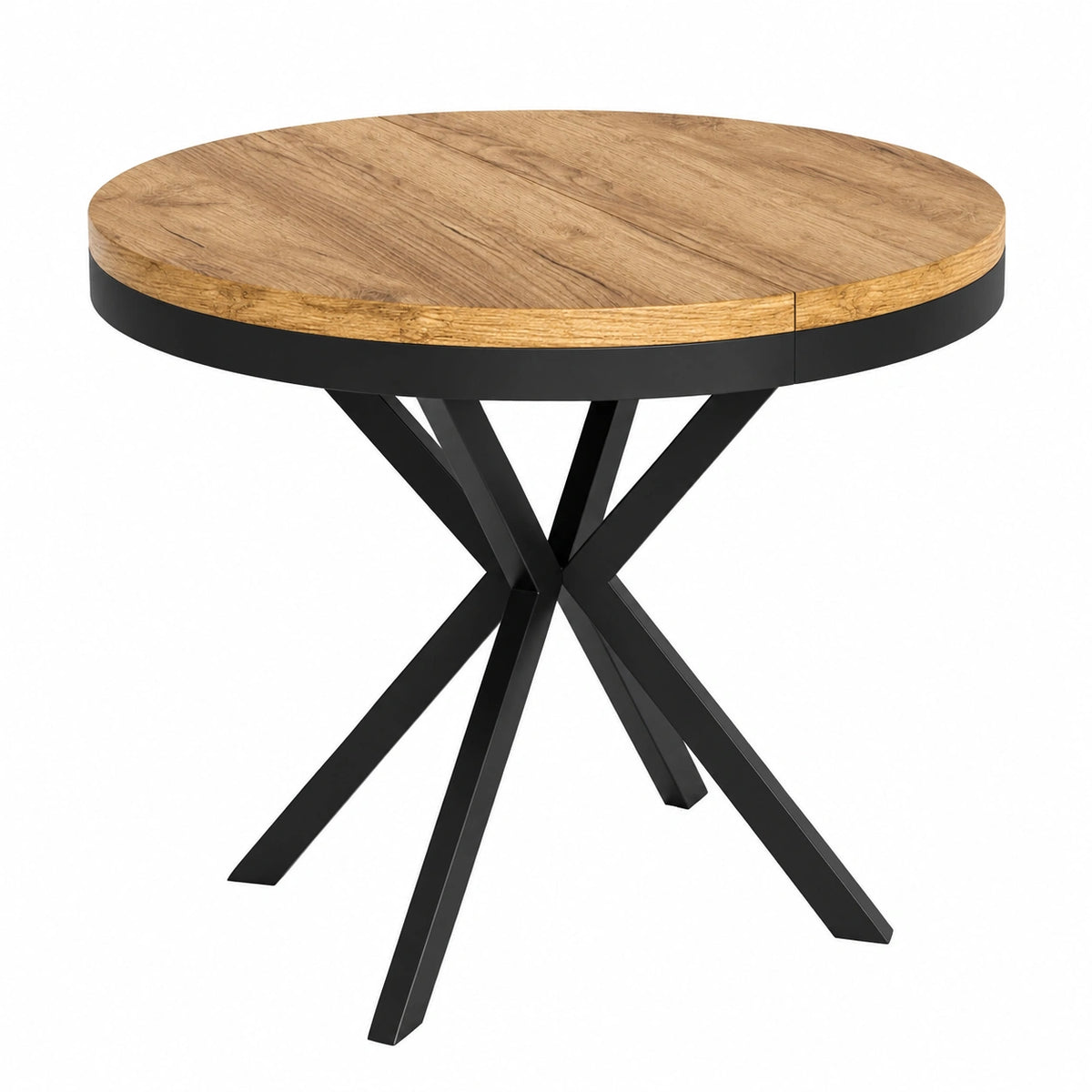 Ausziehbarer Esstisch im Loft-Design mit Metallbeinen, 90-170 cm, Industriedesign, 90 cm, Eiche Craft