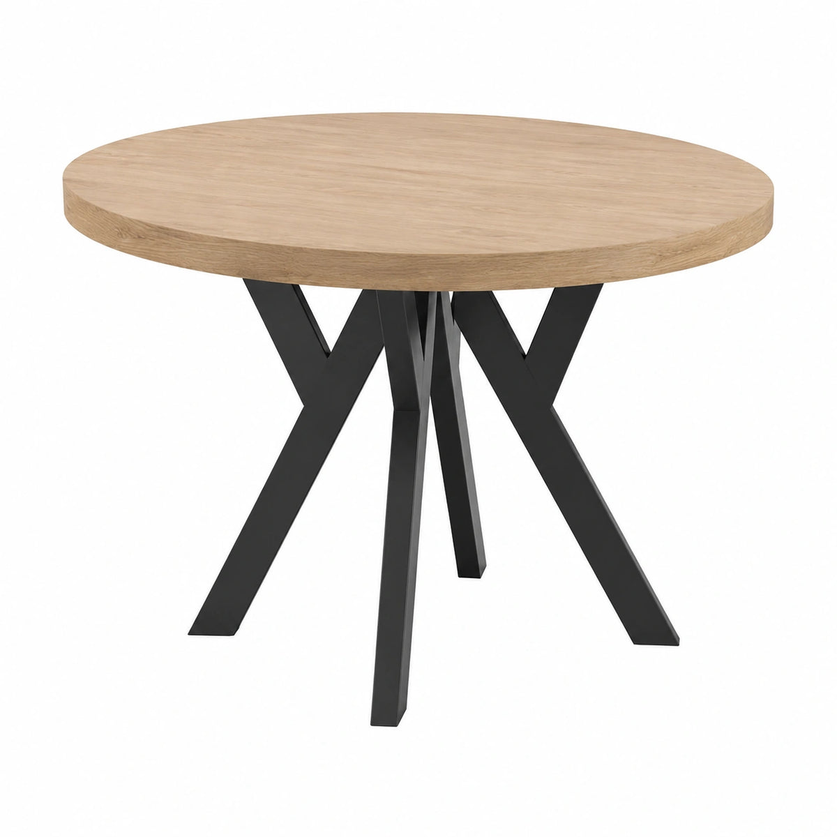 Ausziehbarer Esszimmertisch mit Holzbeinen, skandinavisches Design, variabler Durchmesser 90-220 cm, Eiche Sonoma/Schwarz