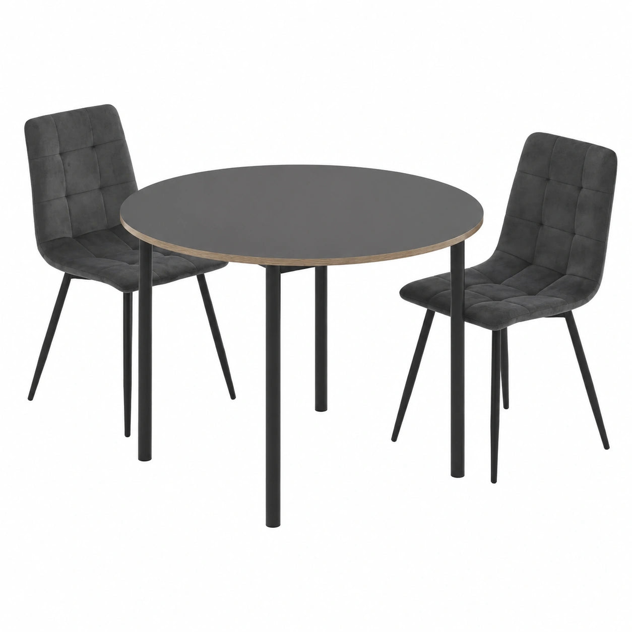 Runder Esstisch Lindesberg für 4 Personen - 100 cm, graue Tischplatte, Stahlbeine
