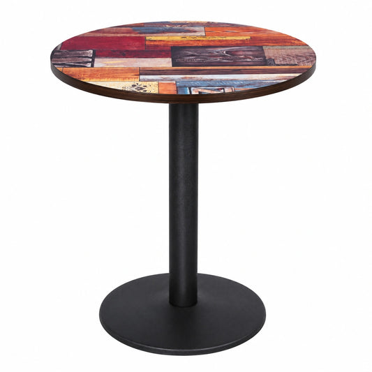 Moderner runder Esstisch 60 cm, buntes Design mit MDF und Metallbein, ideal für Wohnzimmer und Balkon