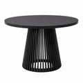 Industrieller Ausziehtisch Dover mit Lamellenbeinen, Variabler Durchmesser 90-220 cm, Schwarz