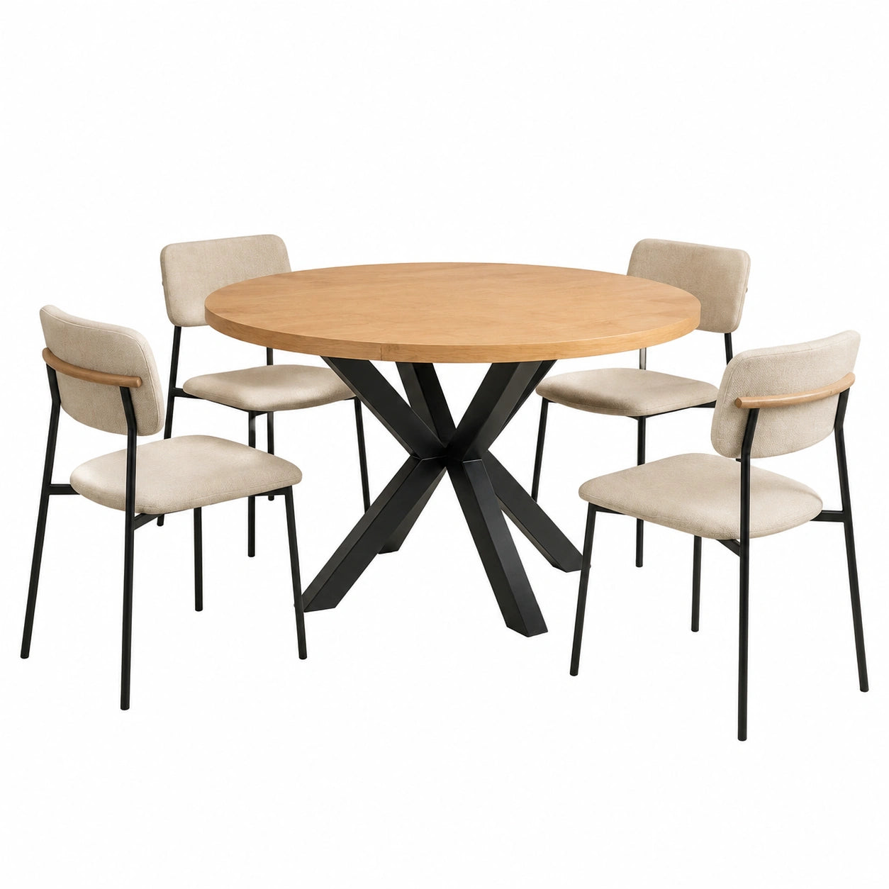 Skandinavischer Ausziehtisch mit Holzbeinen, rund, Eiche Craft Gold, 120/220 cm
