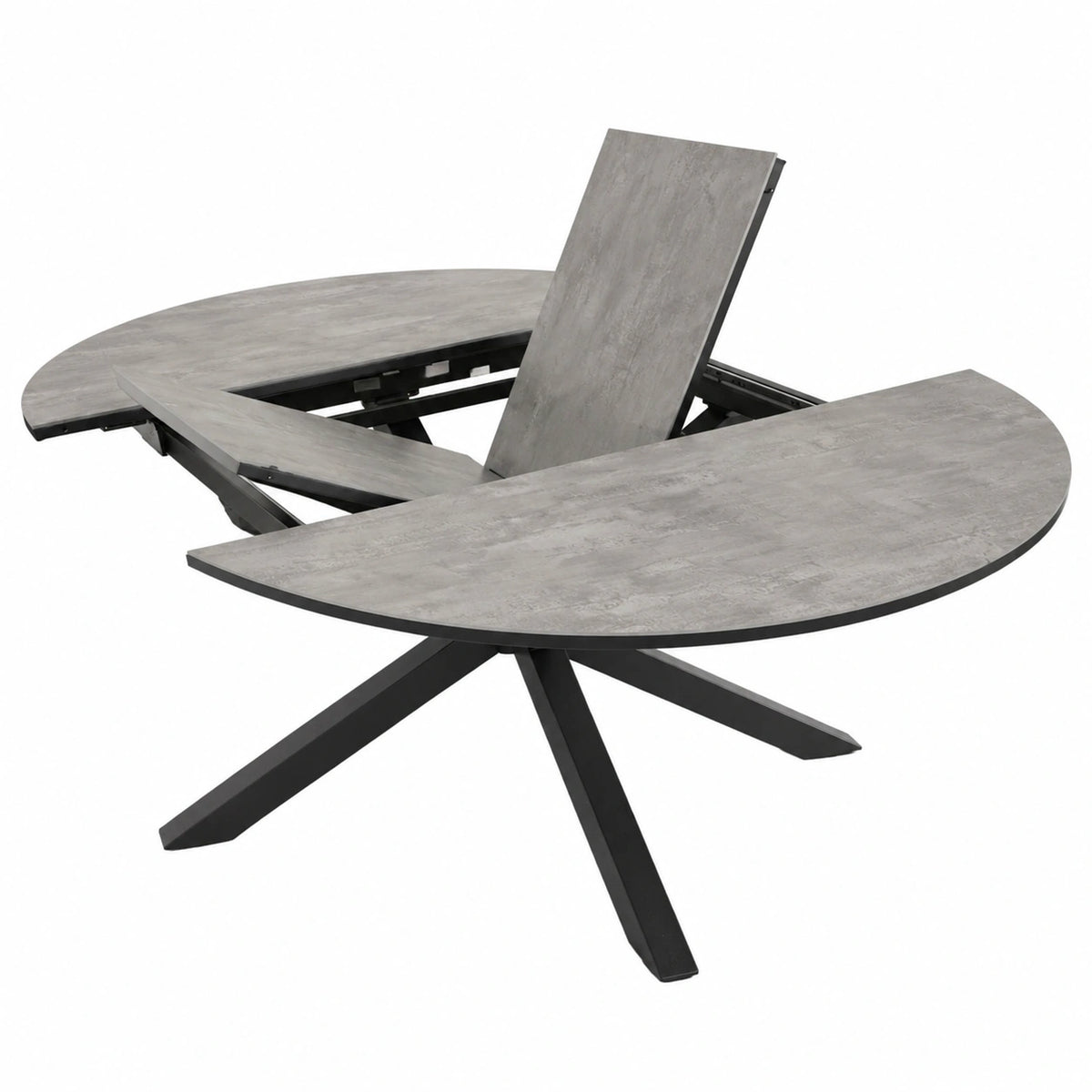 Ausziehbarer Gartentisch Lyon 140-200cm, Aluminium in Anthrazit mit Keramikoptik Tischplatte in Hellgrau