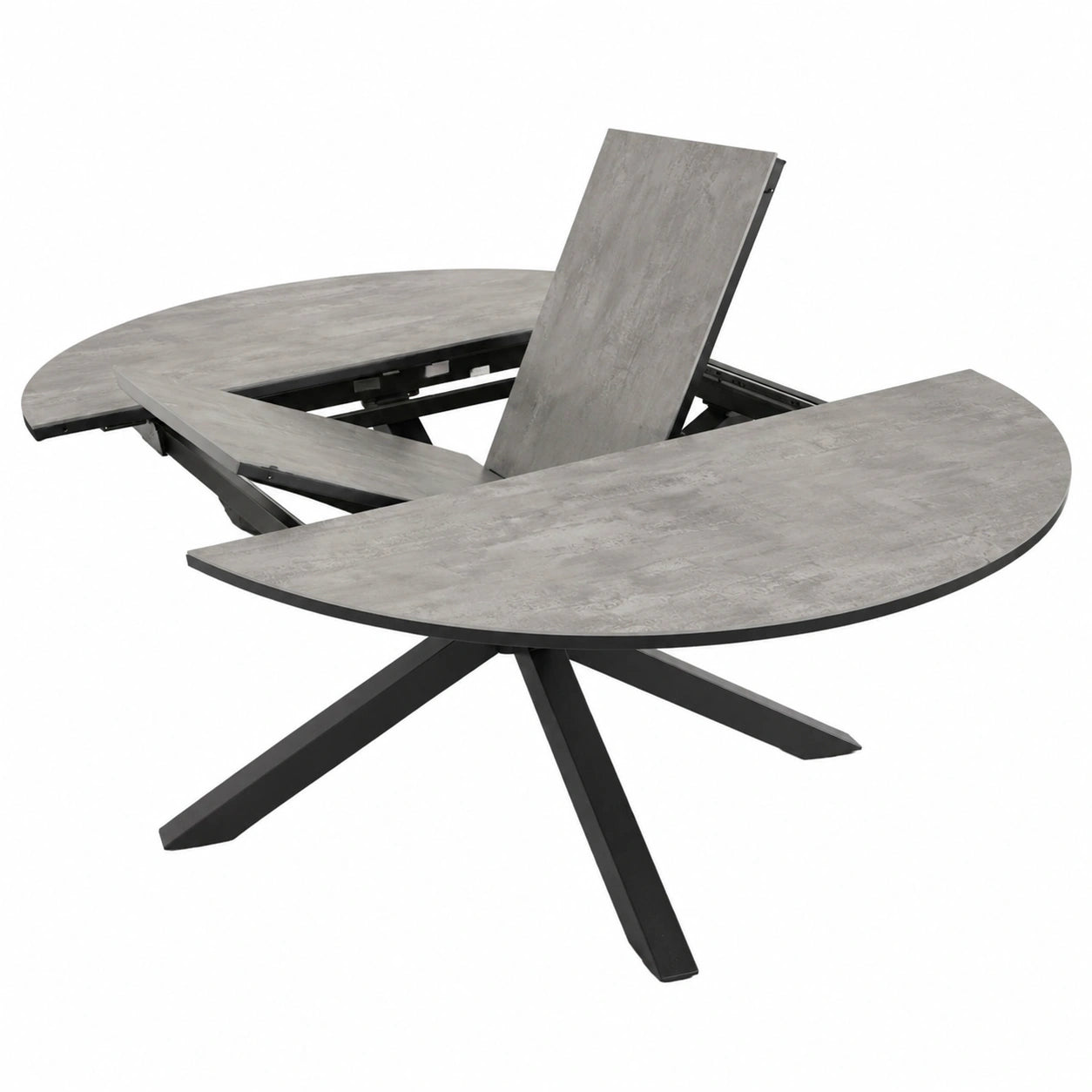 Ausziehbarer Gartentisch Lyon 140-200cm, Aluminium in Anthrazit mit Keramikoptik Tischplatte in Hellgrau