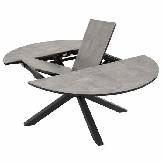 Ausziehbarer Gartentisch Lyon 140-200cm, Aluminium in Anthrazit mit Keramikoptik Tischplatte in Hellgrau