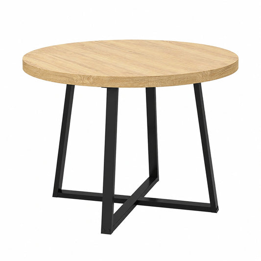 Runder Esstisch Selma aus Holz für 4-6 Personen, 110 cm, Schwarz