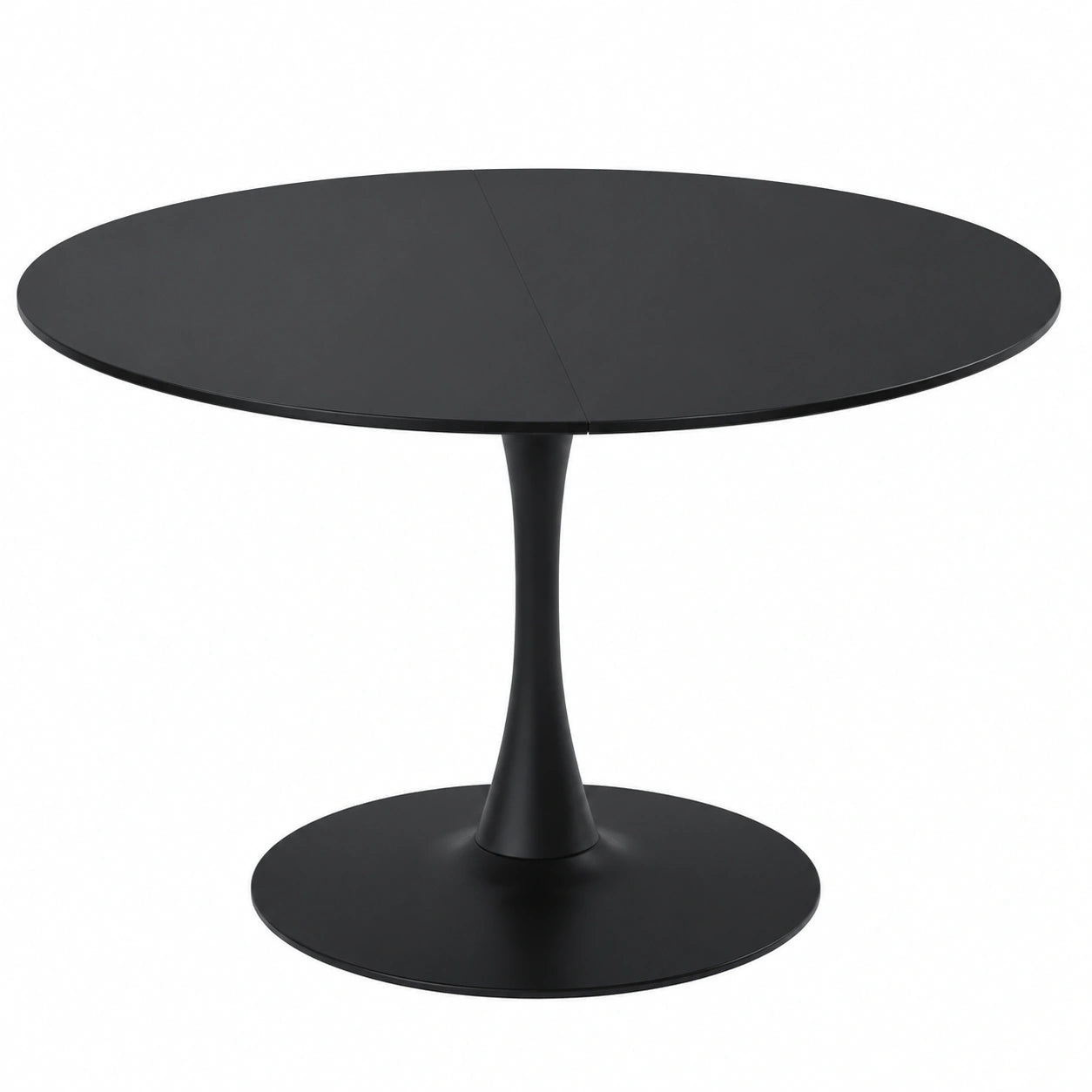 Moderner runder Esstisch 110 cm aus Holz mit Metallgestell, Schwarz, für 4-6 Personen