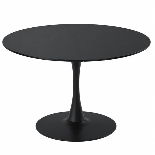Moderner runder Esstisch 110 cm aus Holz mit Metallgestell, Schwarz, für 4-6 Personen