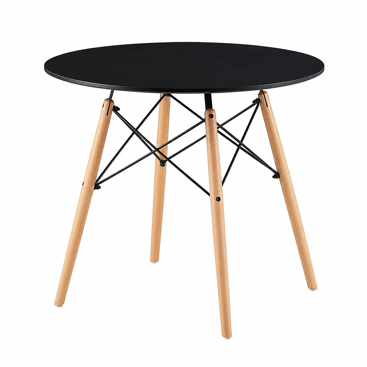 Moderner Runder Esstisch 80 cm, Kompakter Tisch für Küche, Wohnzimmer und Büro, Schwarz