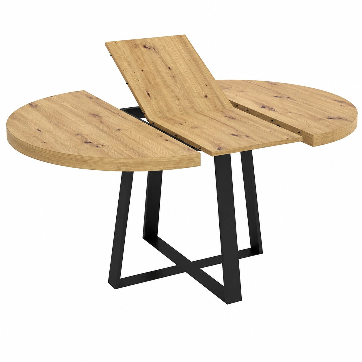 Nordischer Ausziehbarer Runder Esstisch Duna aus Melamin, 77 x 110-158 cm