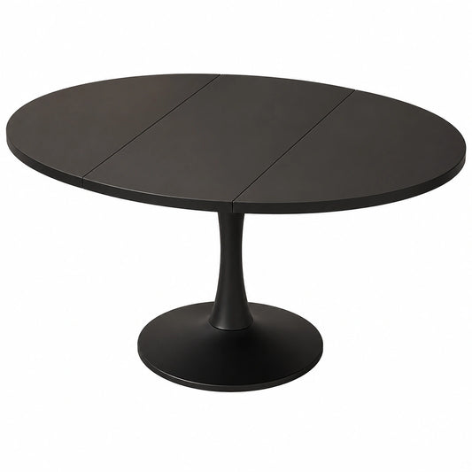 Runder Ausziehbarer Esstisch Schwarz, 100/140x100x75cm, Platz für 2-6 Personen, Vielseitiger Küchentisch