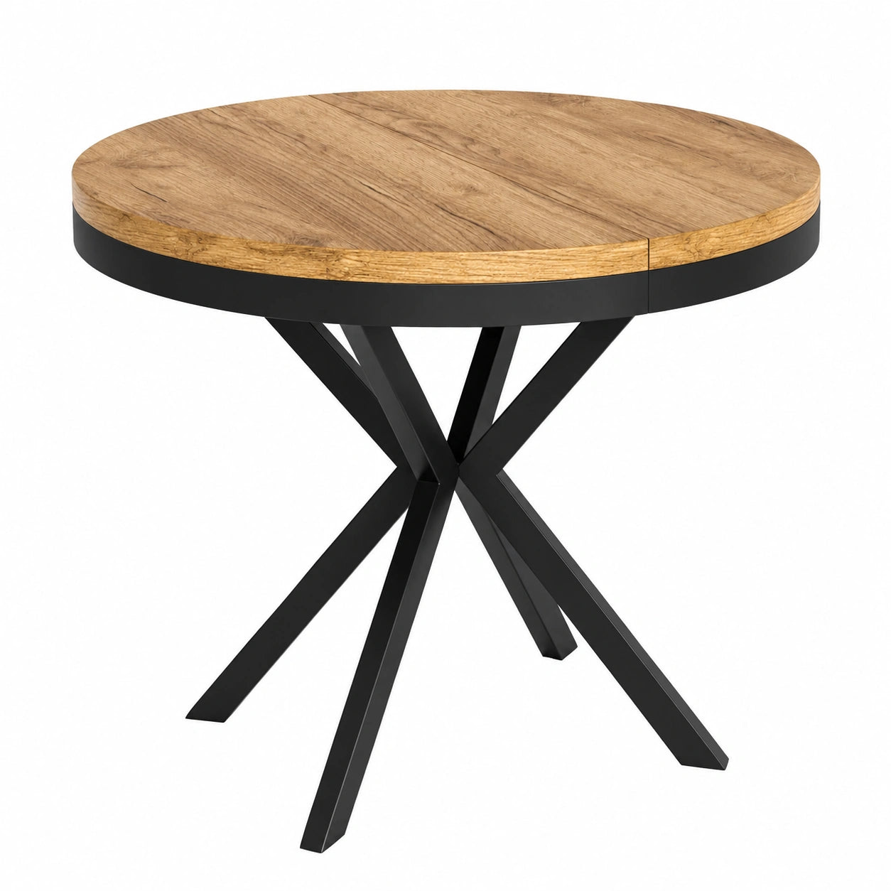 Ausziehbarer Esstisch im Loft-Design mit Metallbeinen, 90-170 cm, Industriedesign, 90 cm, Eiche Craft