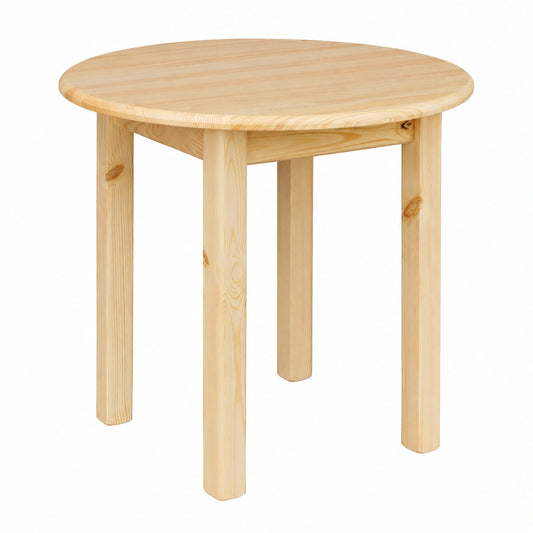 Runder Esstisch aus massiver Kiefer, lackiert, 80 cm - Ideal für Küche und Restaurant