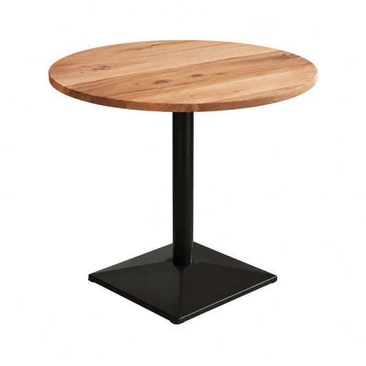 Runder Bistrotisch aus Akazienholz mit Metallfuß, Ø 90 cm, Natur