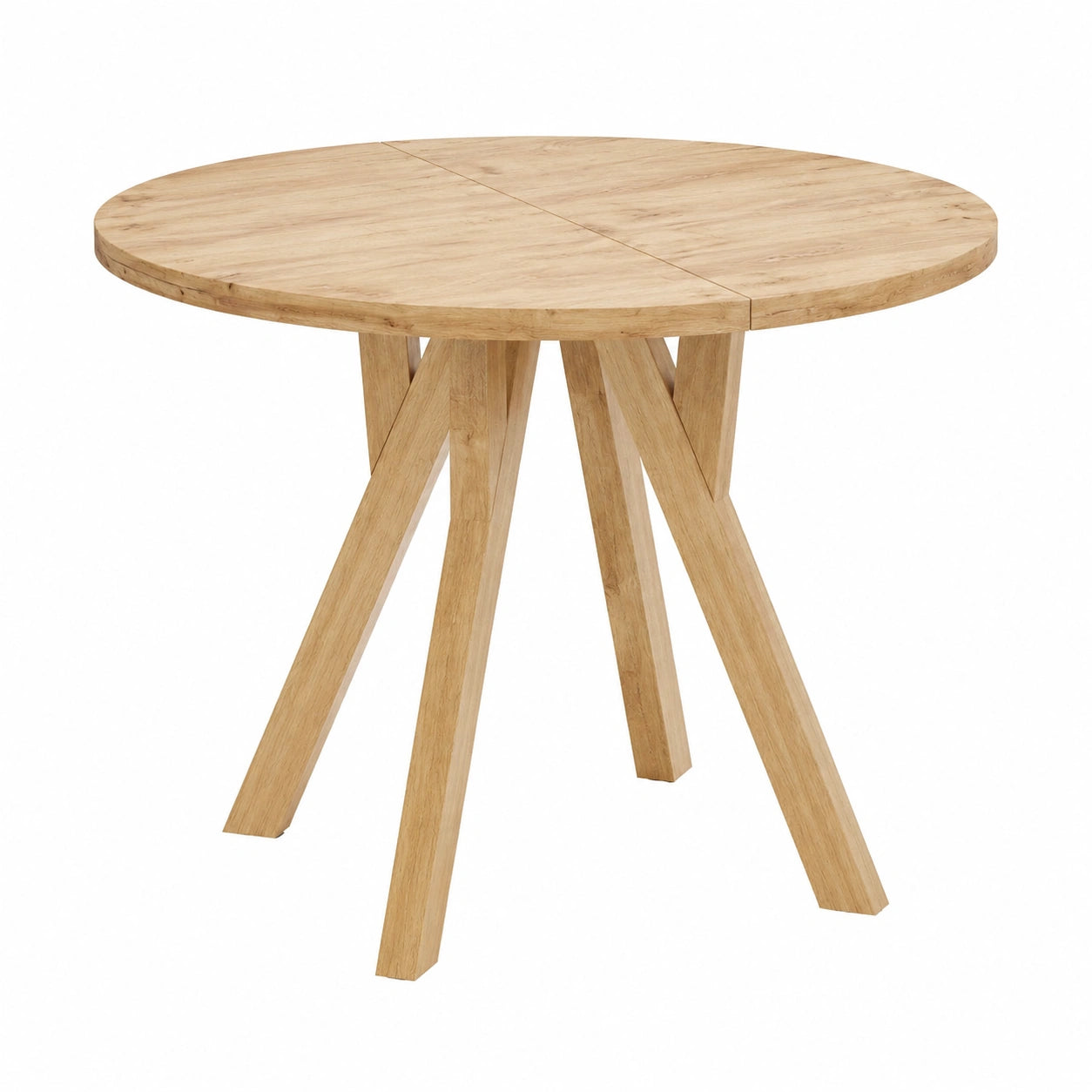 Moderner Ausziehbarer Esstisch im Industrie-Design mit Holzbeinen – Platzsparend für Wohnzimmer – Eiche Craft Braun – 90-190 cm