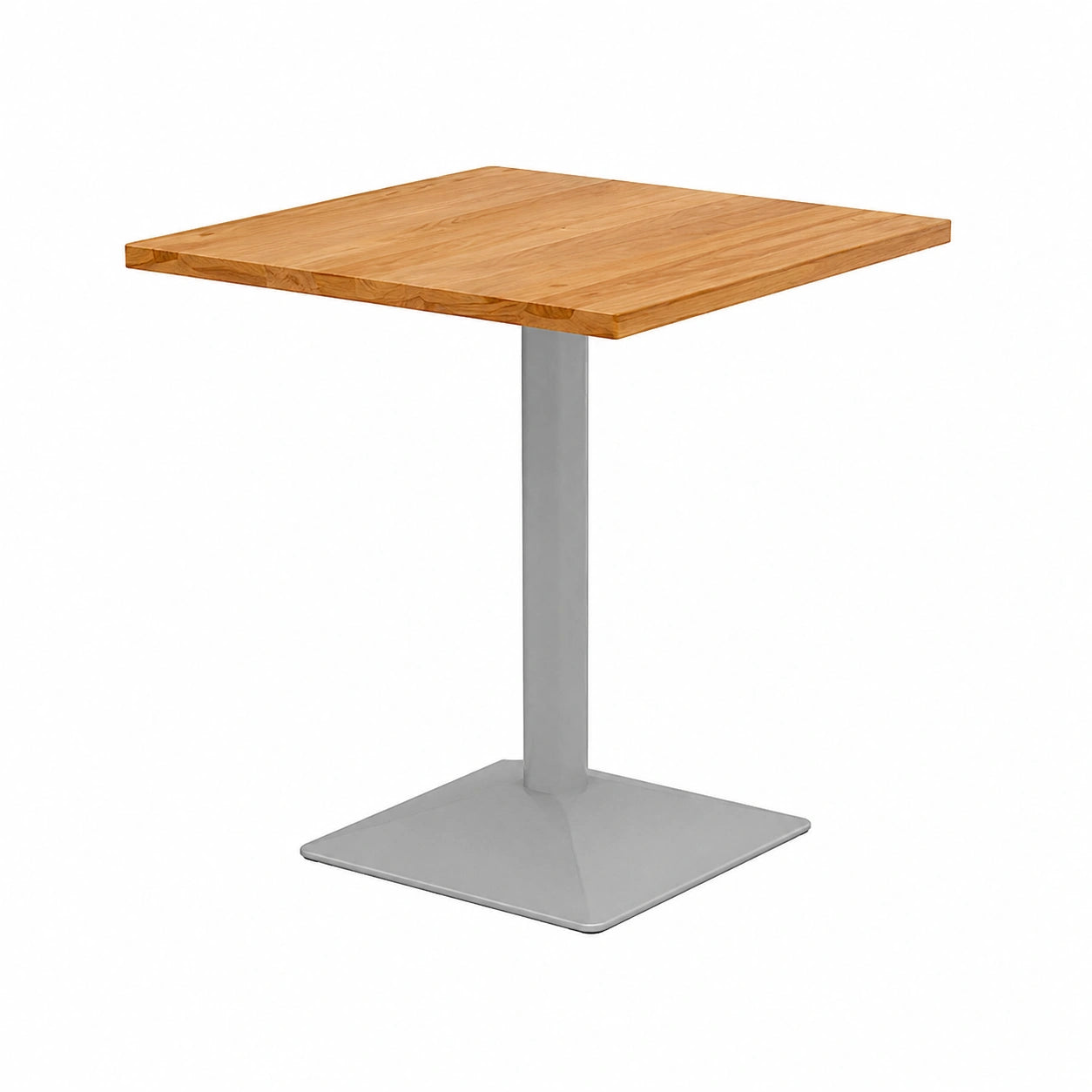 Emile Bistrotisch aus massivem Akazienholz, 70x70 cm, Natur, mit rundem Metallgestell