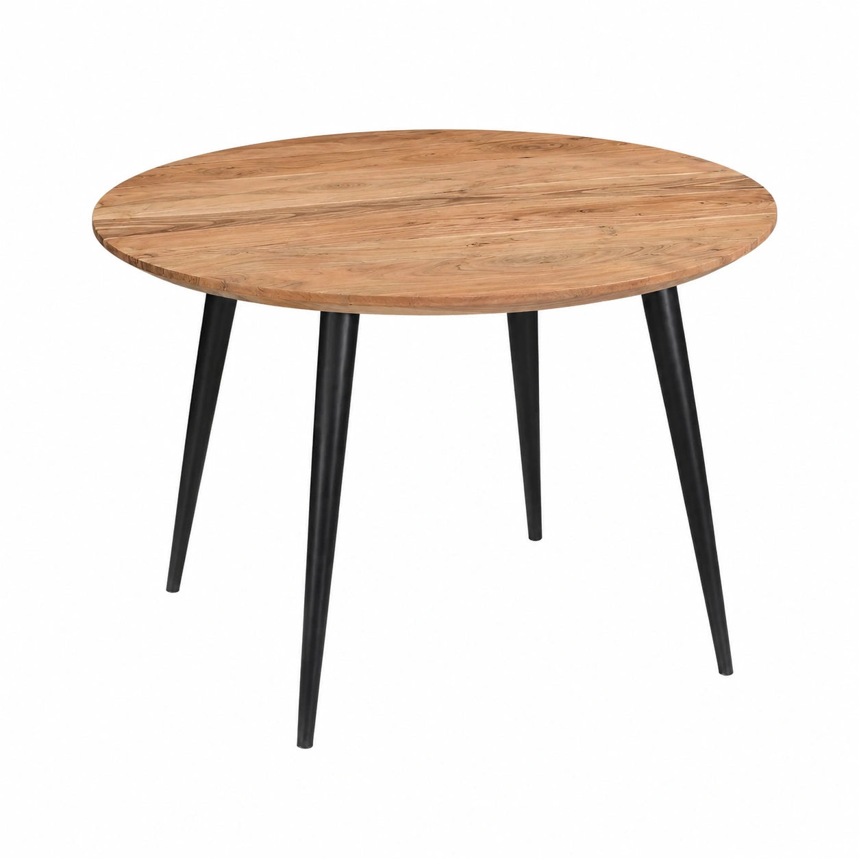 Runder Esszimmertisch 120 cm aus Akazienholz mit Metallgestell, Natur