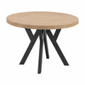 Ausziehbarer Esszimmertisch mit Holzbeinen, skandinavisches Design, variabler Durchmesser 90-220 cm, Eiche Sonoma/Schwarz