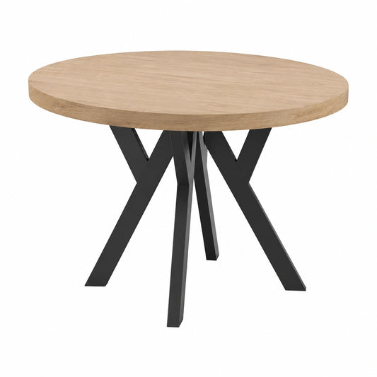 Ausziehbarer Esszimmertisch mit Holzbeinen, skandinavisches Design, variabler Durchmesser 90-220 cm, Eiche Sonoma/Schwarz