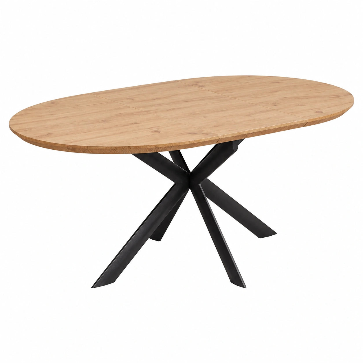 Erweiterbarer runder Esstisch, dunkle Holzoptik, 110-150 cm, Metallgestell, MDF-Tischplatte