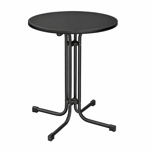 Tillvex Klappbarer Bistrotisch Ø70-80cm mit Husse - Wetterfester Gartentisch für Innen und Außen, Schwarz