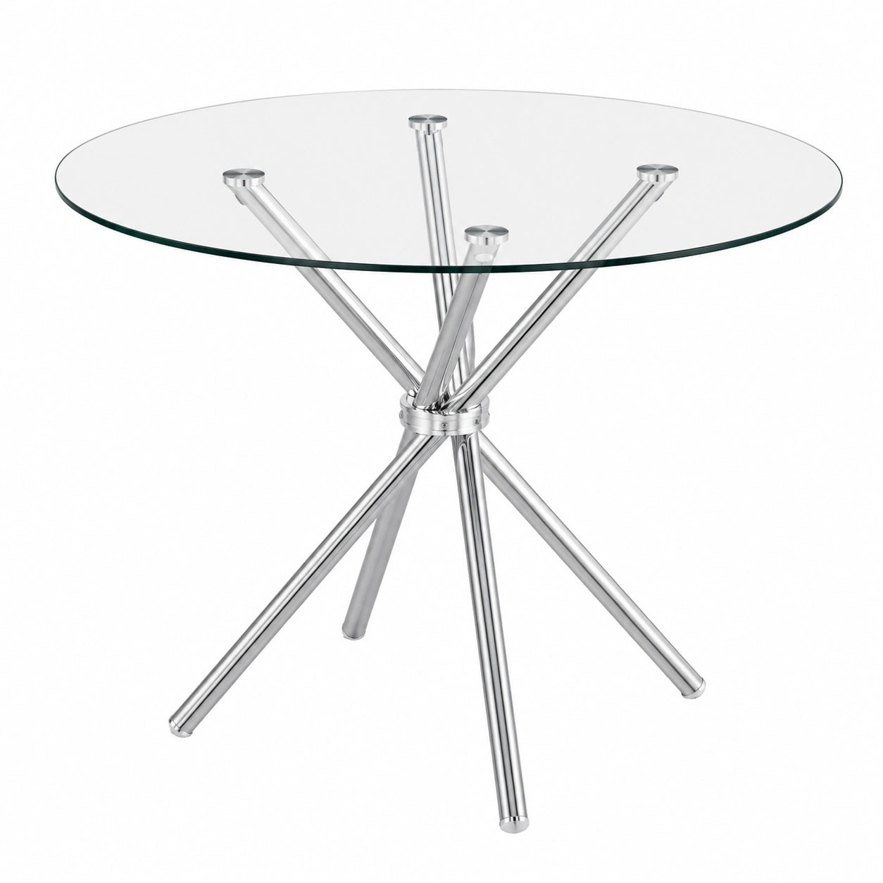 Runder Glasesstisch Cullompton – 90 cm mit Metallbeinen – Kompakt für Zuhause, Büro, Café
