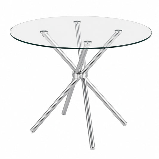 Runder Glasesstisch Cullompton – 90 cm mit Metallbeinen – Kompakt für Zuhause, Büro, Café